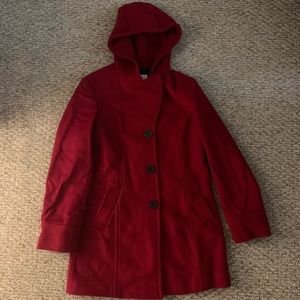 LizClaiborne red wool pea coat